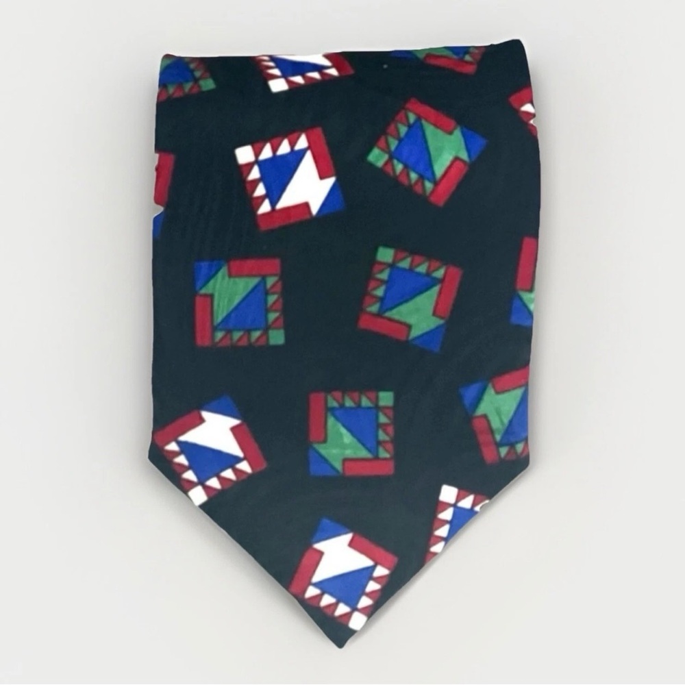 Pierre BALMAIN 100% Silk Designer‎ Tie Black Vintage Geometric Luxury US-Made